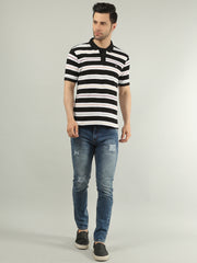 Anthracite Striped Polo Tshirt