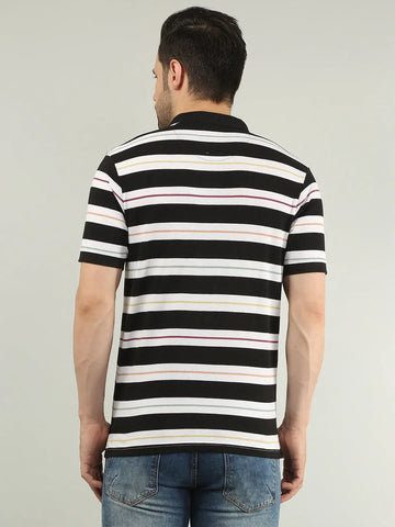 Anthracite Striped Polo Tshirt Tim Paris