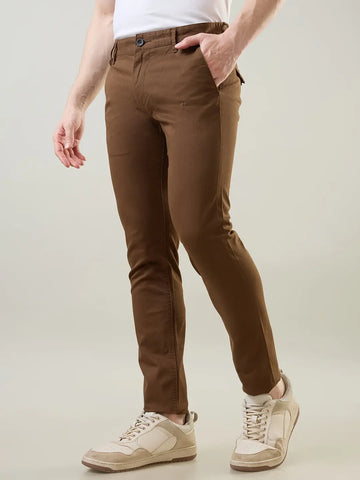 Brown Slim Tapered Fit Chinos Tim Paris