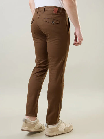 Brown Slim Tapered Fit Chinos Tim Paris