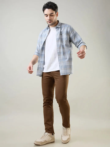 Brown Slim Tapered Fit Chinos Tim Paris