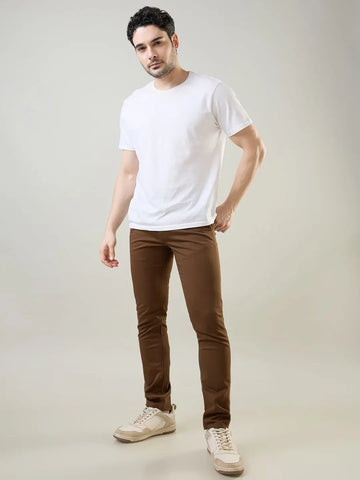 Brown Slim Tapered Fit Chinos Tim Paris