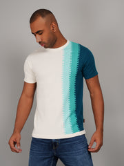 Green Flanknit Round Neck Regular Fit T-shirt