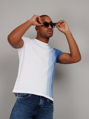White Flanknit Round Neck Regular Fit T-shirt