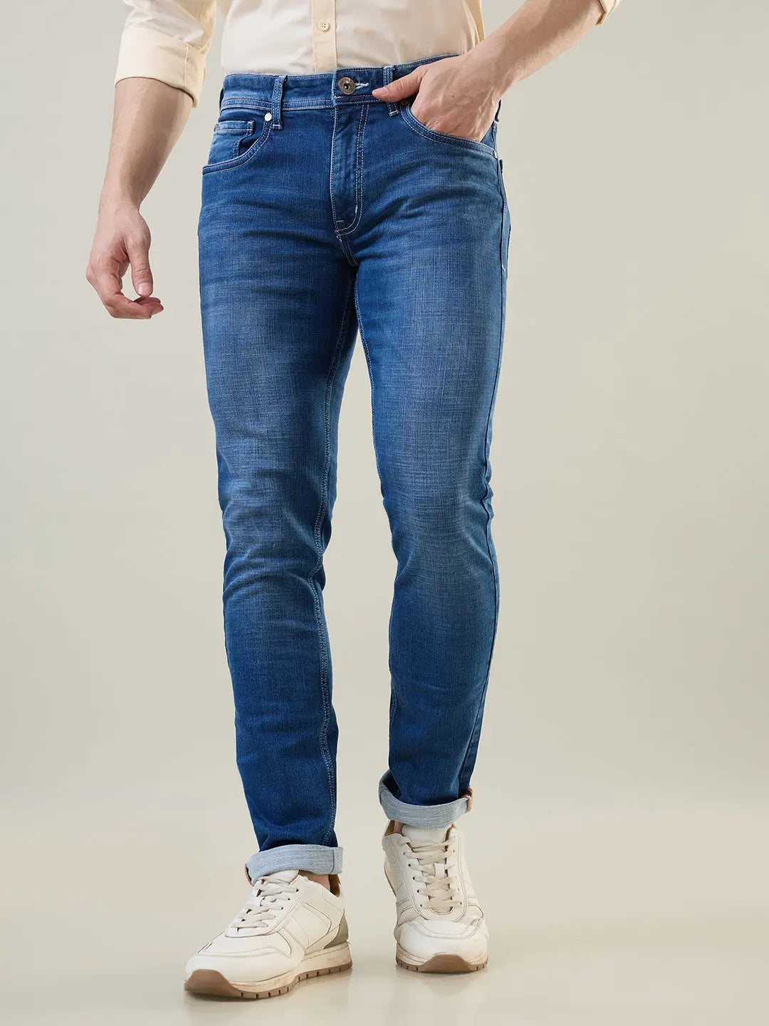 Medium Indigo Ferdinand Slim Tapered Jeans TIM PARIS