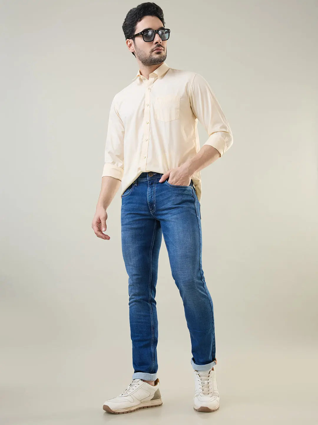 Medium Indigo Ferdinand Slim Tapered Jeans TIM PARIS