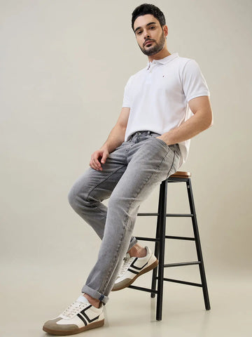 Grey Parker Slim Straight Jeans TIM PARIS