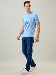 Dark Enzyme Wash Parker Slim Straight Fit Denim Jeans