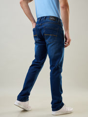 Dark Enzyme Wash Parker Slim Straight Fit Denim Jeans