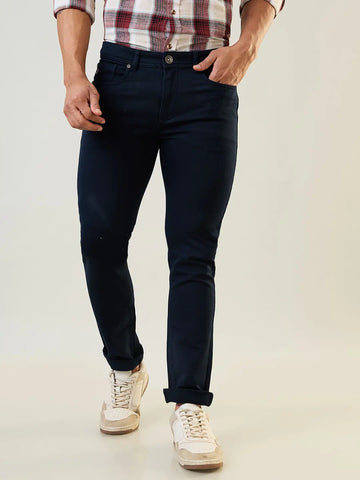 Navy Blue Ferdinand Slim Tapered Fit Jeans Tim Paris