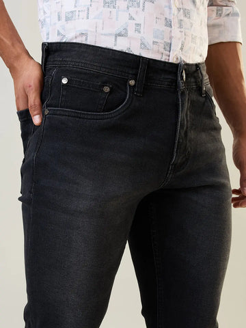 Black Parker Slim Straight Fit Jeans Tim Paris