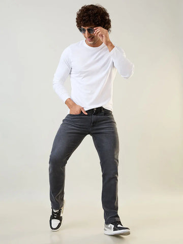 Charcoal Parker Slim Straight Fit Jeans Tim Paris