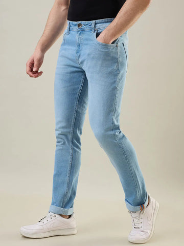 Light Indigo Parker Slim Straight Fit Jeans Tim Paris