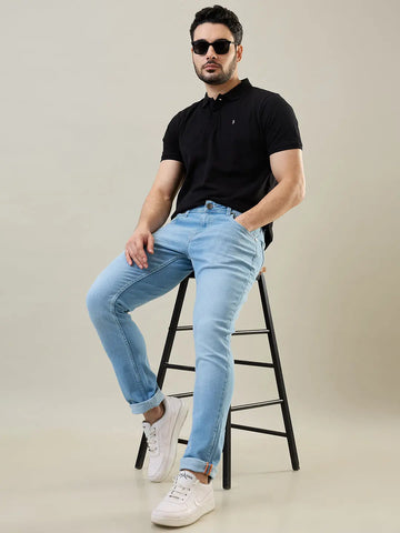Light Indigo Parker Slim Straight Fit Jeans Tim Paris