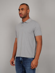 Grey Solid Polo T-Shirt