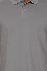 Grey Solid Polo T-Shirt