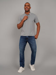 Grey Solid Polo T-Shirt