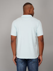 Light Blue Polo Neck Solid T Shirt