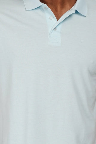 Light Blue Polo Neck Solid T Shirt TIM PARIS