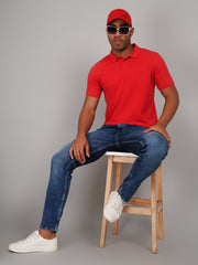 Red Solid Polo T-Shirt