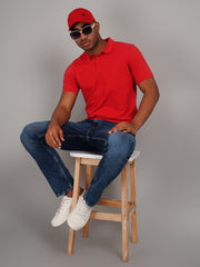Red Solid Polo T-Shirt