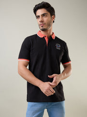 Black Solid Polo Tshirt