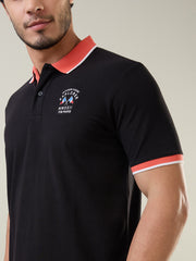 Black Solid Polo Tshirt