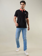 Black Solid Polo Tshirt