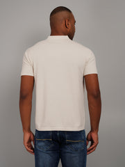 Beige Flanknit Polo Neck Regular Fit T-shirt