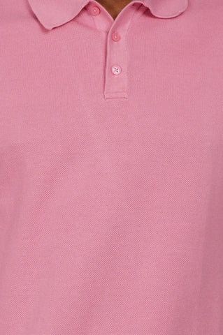 Pink Flanknit Polo Neck Regular Fit T-shirt Tim Paris
