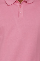 Pink Flanknit Polo Neck Regular Fit T-shirt