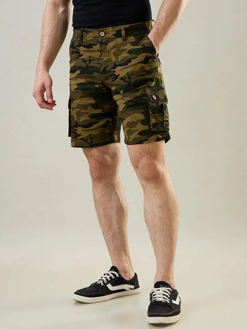 Olive Green Twill Cargo Shorts Tim Paris