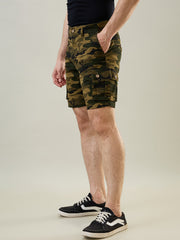 Olive Green Twill Cargo Shorts