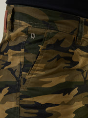 Olive Green Twill Cargo Shorts