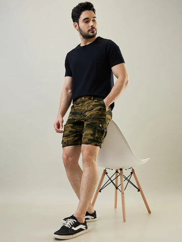 Olive Green Twill Cargo Shorts Tim Paris