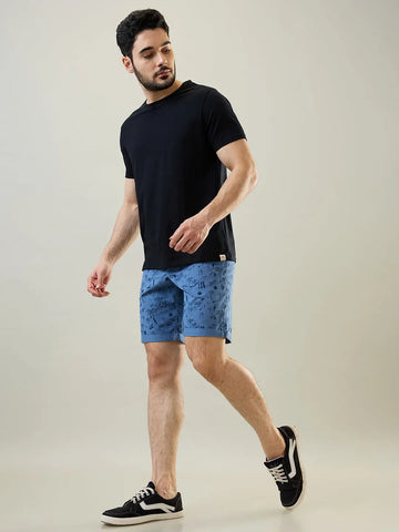 Blue Printed Chino Shorts Tim Paris