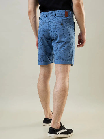 Blue Printed Chino Shorts Tim Paris