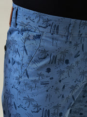 Blue Printed Chino Shorts