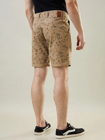 Light Brown Printed Chino Shorts Tim Paris
