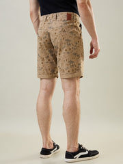 Light Brown Printed Chino Shorts