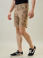 Light Brown Printed Chino Shorts