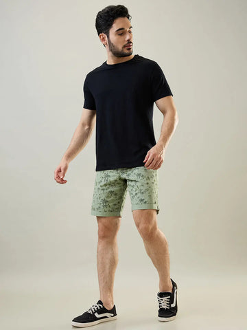 Mint Green Printed Chino Shorts Tim Paris