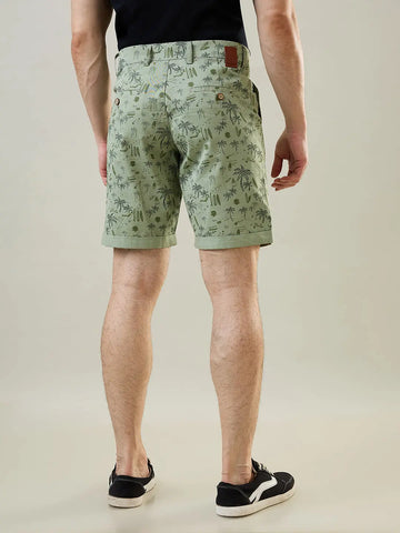 Mint Green Printed Chino Shorts Tim Paris