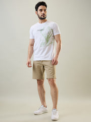 Beige Stretch Chino Shorts