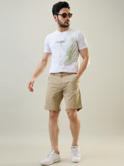 Beige Stretch Chino Shorts