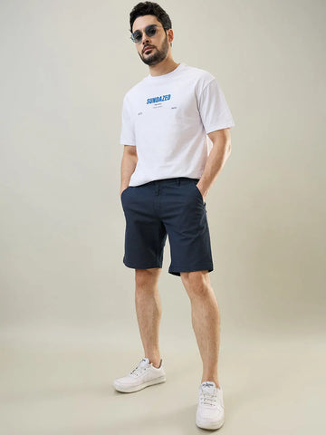 Navy Blue Stretch Chino Shorts Tim Paris