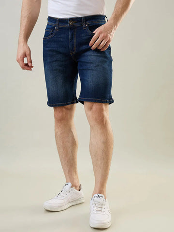 Dark Indigo Stretch Denim Shorts Tim Paris