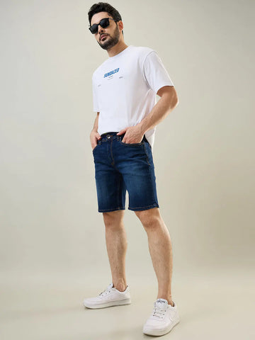 Dark Indigo Stretch Denim Shorts Tim Paris