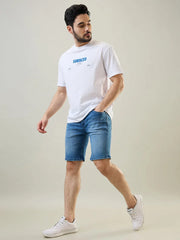 Light Indigo Stretch Denim Shorts Tim Paris