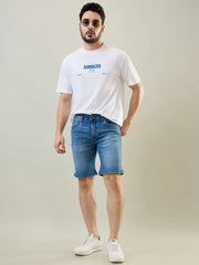 Light Indigo Stretch Denim Shorts Tim Paris